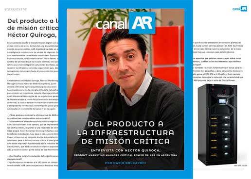 Del producto a la infraestructura de misión crítica. Entrevista con Héctor Quiroga, de ABB