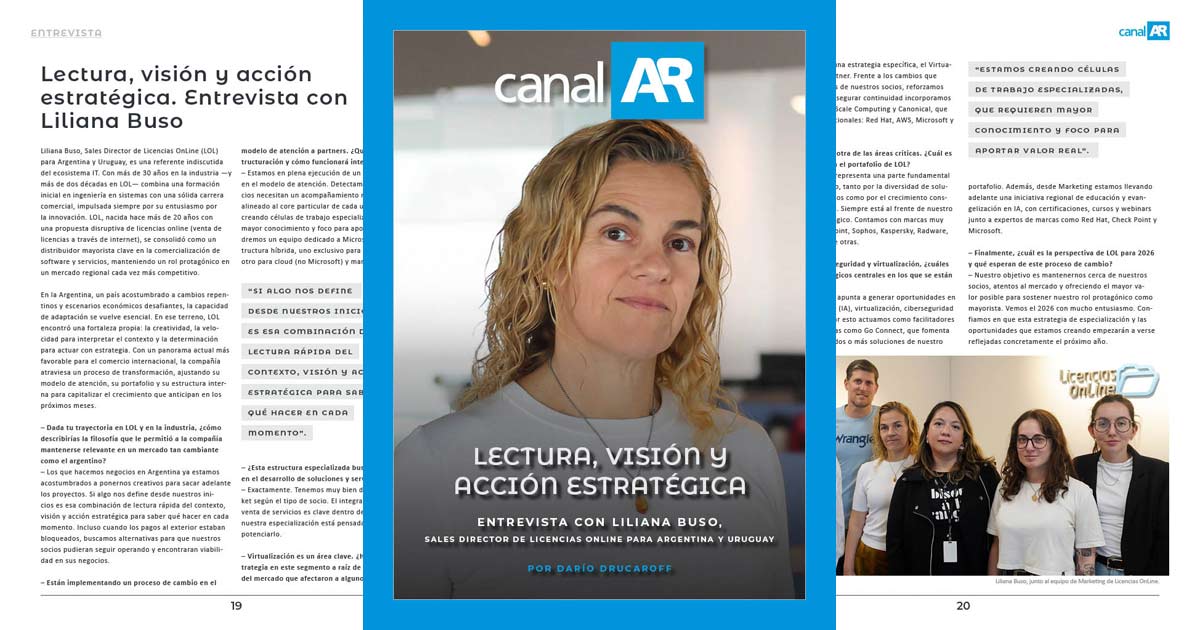 Entrevista con Liliana Buso, Sales Director de Licencias Online (LOL) para Argentina y Uruguay, en la edición 15 de la revista digital CanalAR