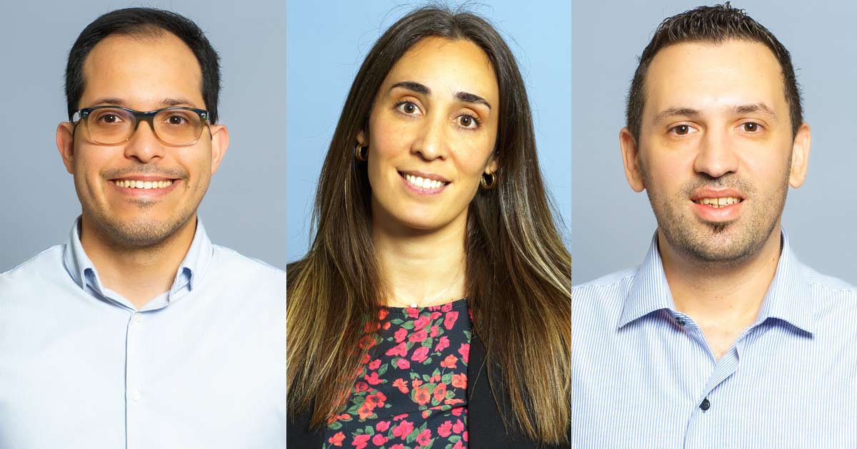 Adrin Colmenares, Partner Manager de CommScope en Distecna, Constanza Rivollier, Partner Manager de APC en Distecna, y Emiliano Chisari, Partner Manager de Dahua Technologies en Distecna.