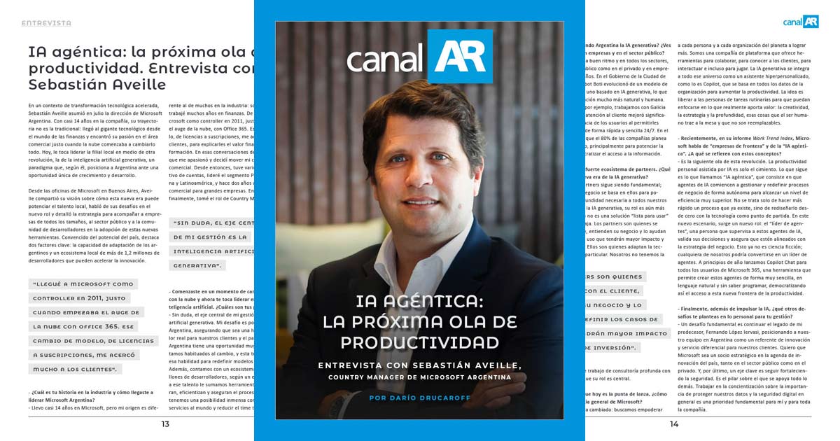 Entrevista con Sebastián Aveille en la última edición de la Revista Digital CanalAR