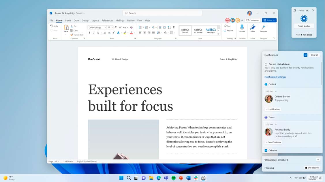 Sesión de Focus y No Molestar en Windows 11
