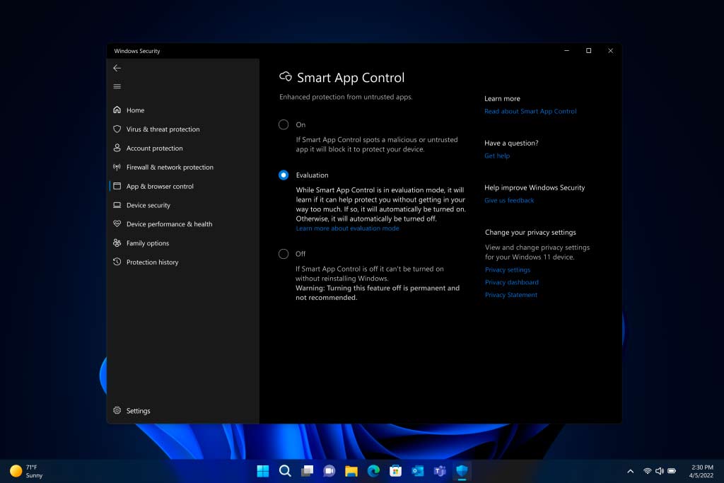 Smart App Control en Windows 11