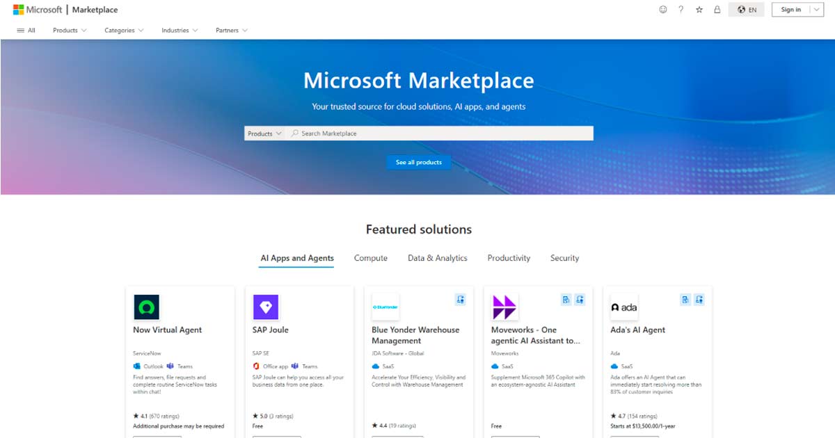 Microsoft Marketplace: