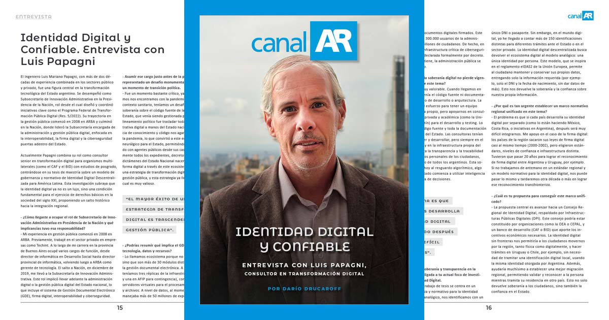 Entrevista con Luis Papagni en la edición 14 de la Revista Digital CanalAR