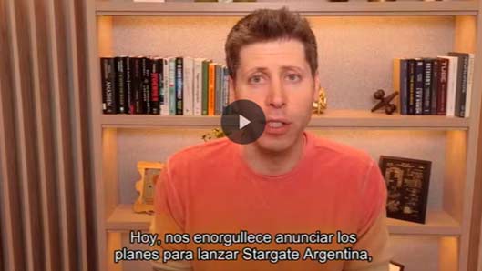 Sam Altman CEO de OpenAI, anunciando el acuerdo para la construcción de un centro de datos en la Argentina