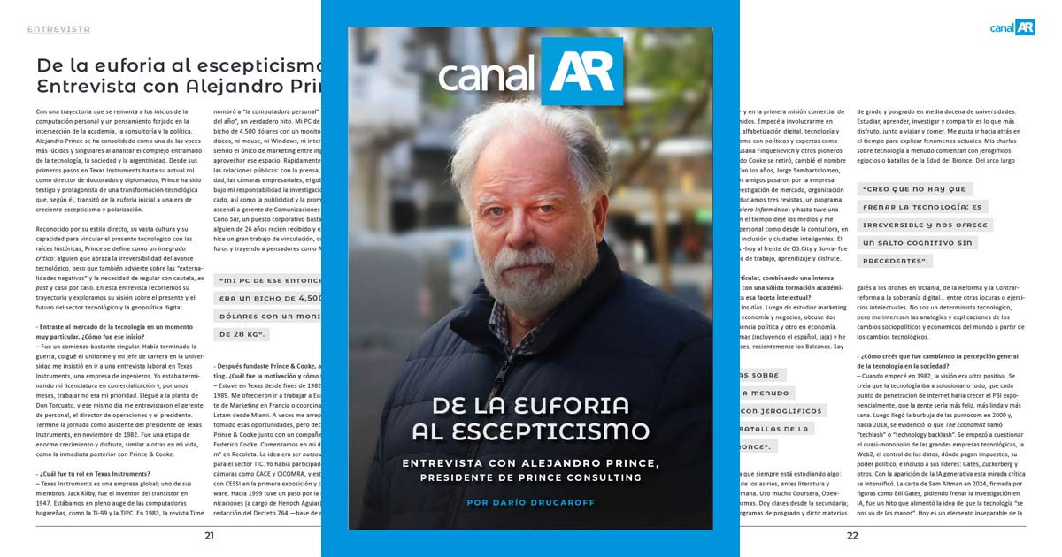 Entrevista con Alejandro Prince en la última edición de la Revista Digital CanalAR
