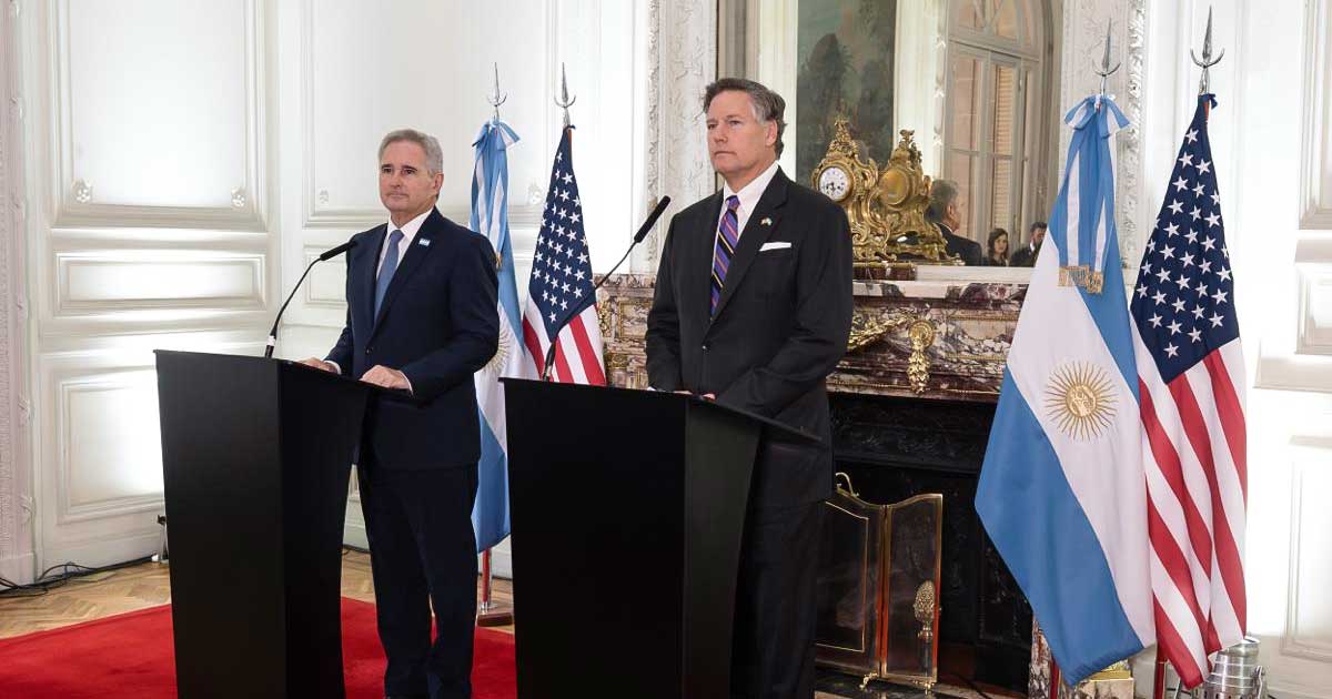 El canciller argentino, Pablo Quirno, y el subsecretario de Estado de Estados Unidos, Christopher Landau