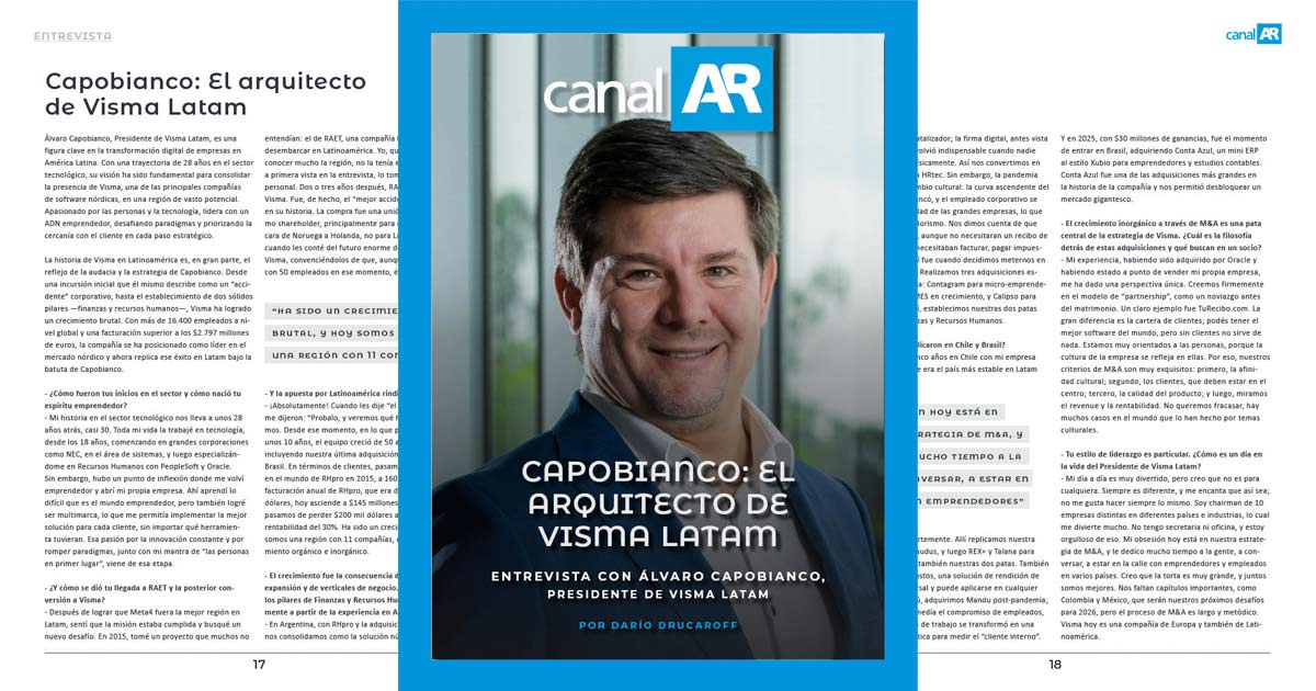 Entrevista a Álvaro Capobianco, presidente de Visma Latam, en la edición 12 de la Revista Digital CanalAR